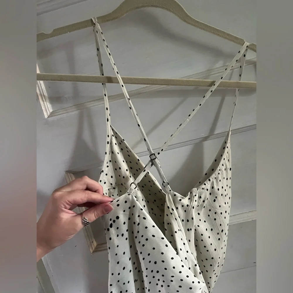 NWT Anthropologie White Tank with Black Polka Dots - Picture 4 of 7